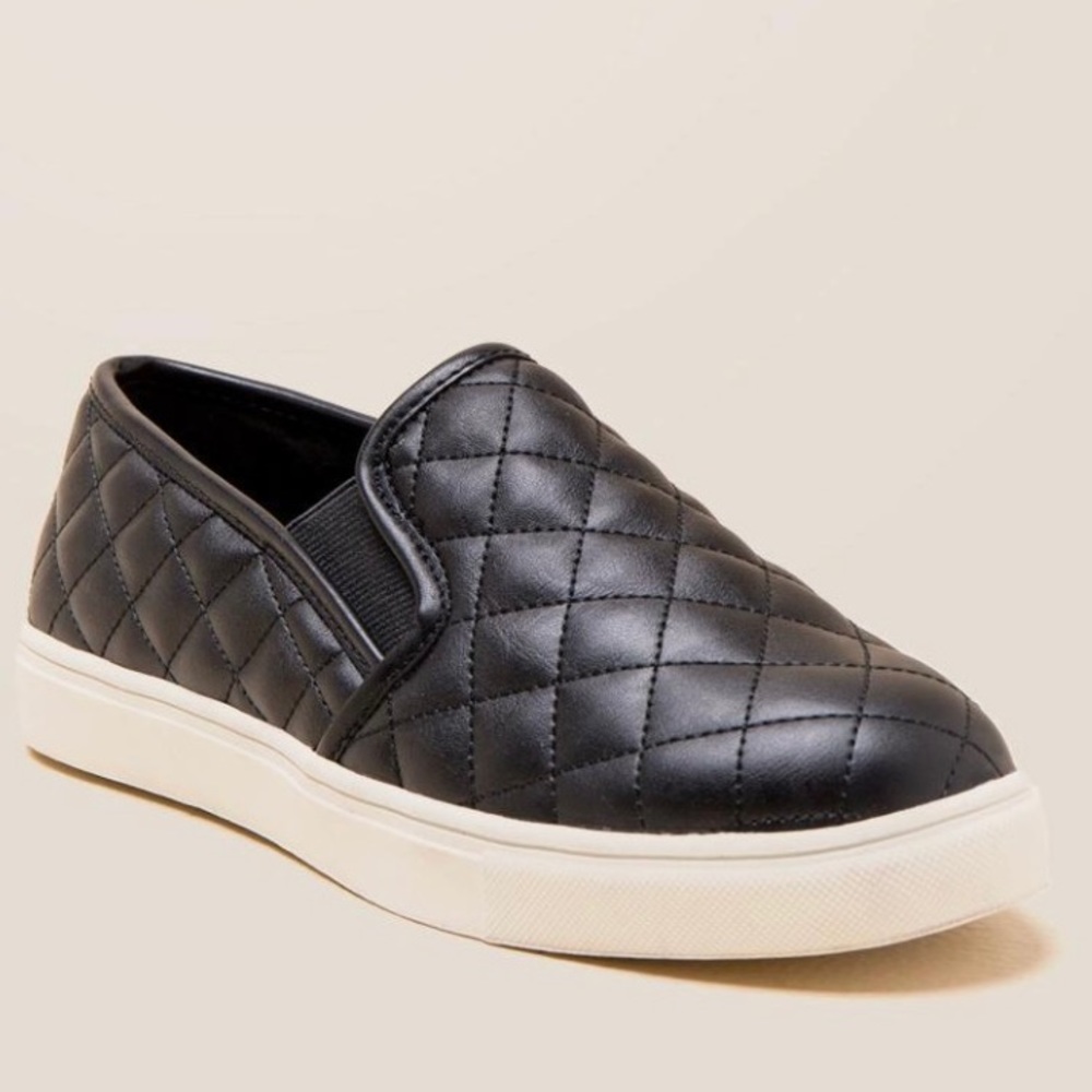 Black Quilted Slip On Shoes size 7